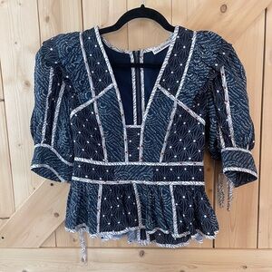 Ulla Johnson Nori Square Neck Puff Sleeve Top